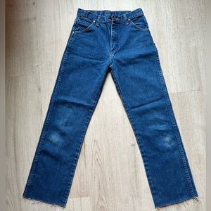 Vintage Dark Wash Straight Leg High Waisted Wrangler Jeans